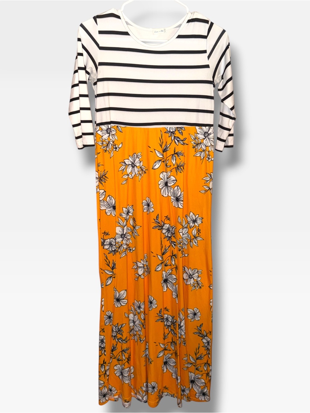 Emma & Elsa Girls' Orange Floral Maxi Dress